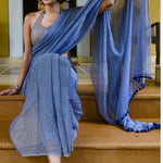 Trendy Light Blue, Colored Festive Wear Pure Linen Designer Saree - Ibis Fab